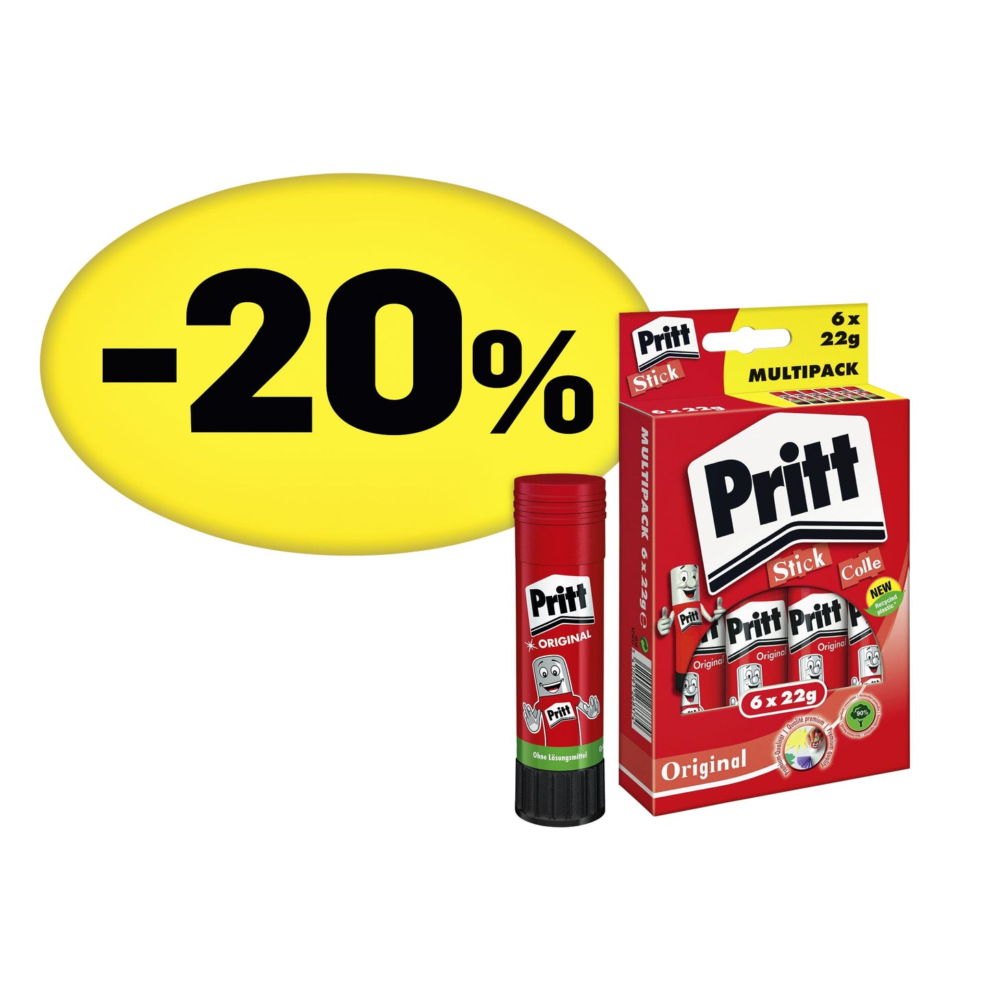 Pritt - Paquete promocional Pegamento en Barra Stick Original 22gr | 12 piezas