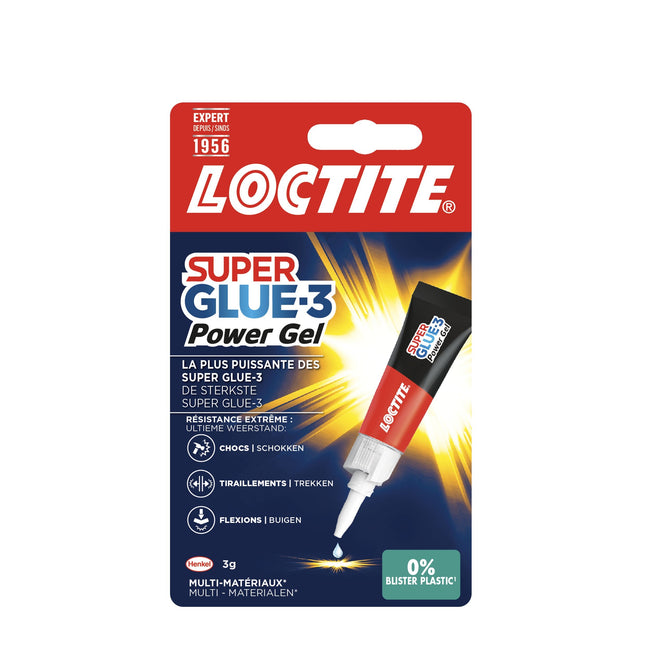Loctite - Superglue Powerflex GEL tube 3 grammes sur blister | 12 pièces