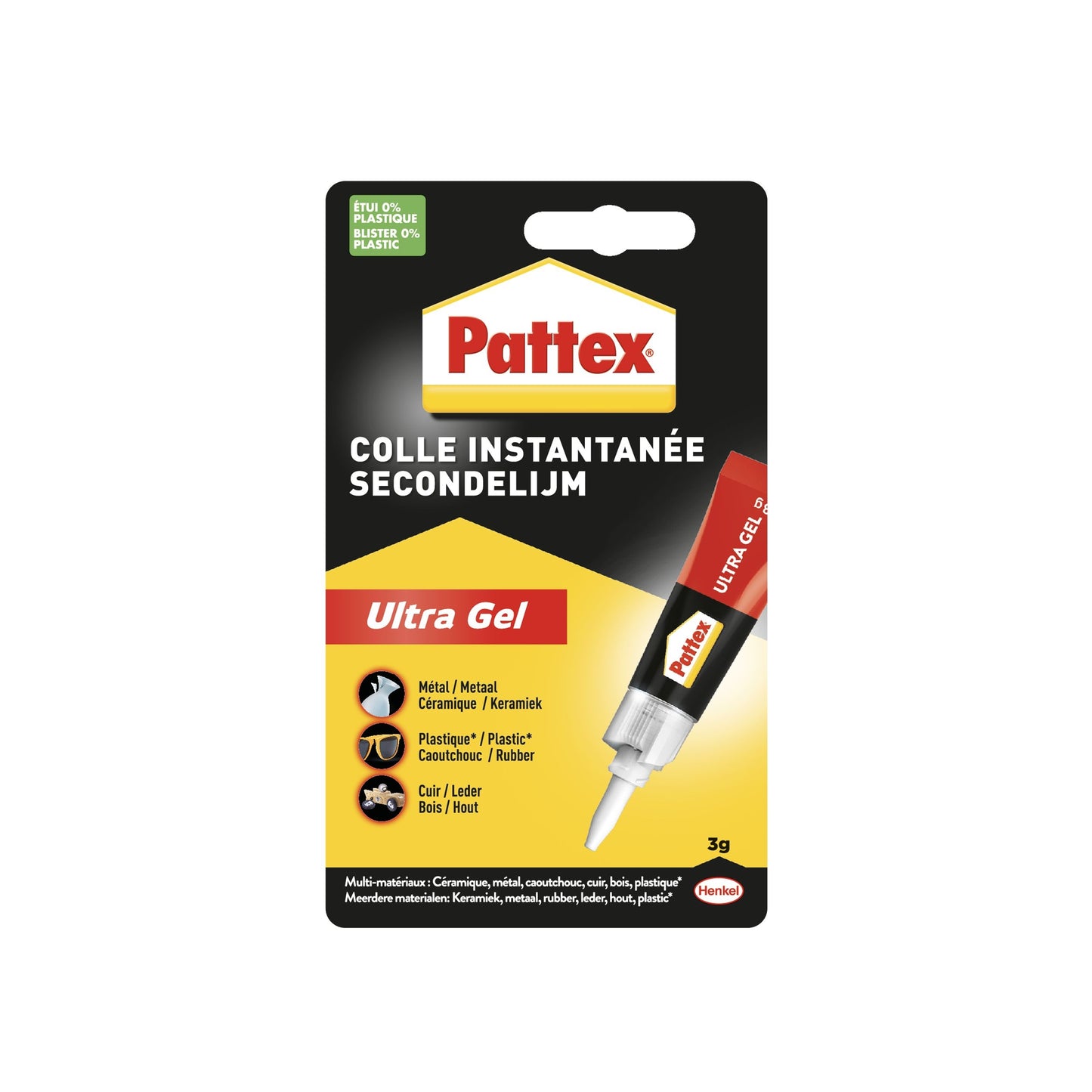 Pattex -  Secondelijm  ultra gel tube 3gr blister | 12 stuks