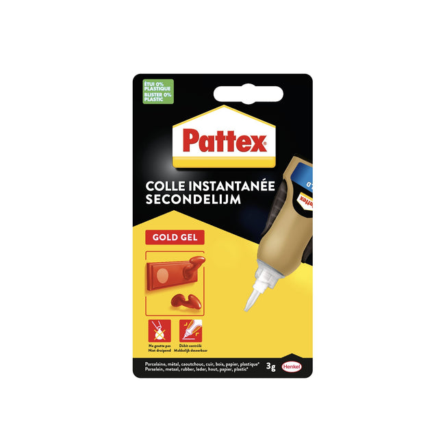 Pattex -  Secondelijm Gold GEL tube 3 gram op blister