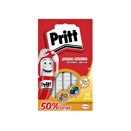 Pritt - Poster Buddies almohadillas adhesivas de doble cara para carteles, blister de 95 piezas, 50% gratis