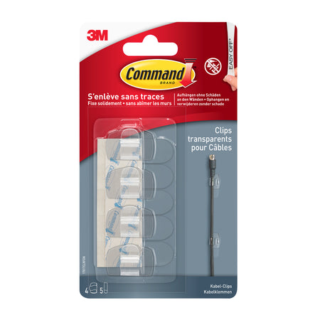 Command - Round cable clamp incl. transparent mounting strips, 4 pieces