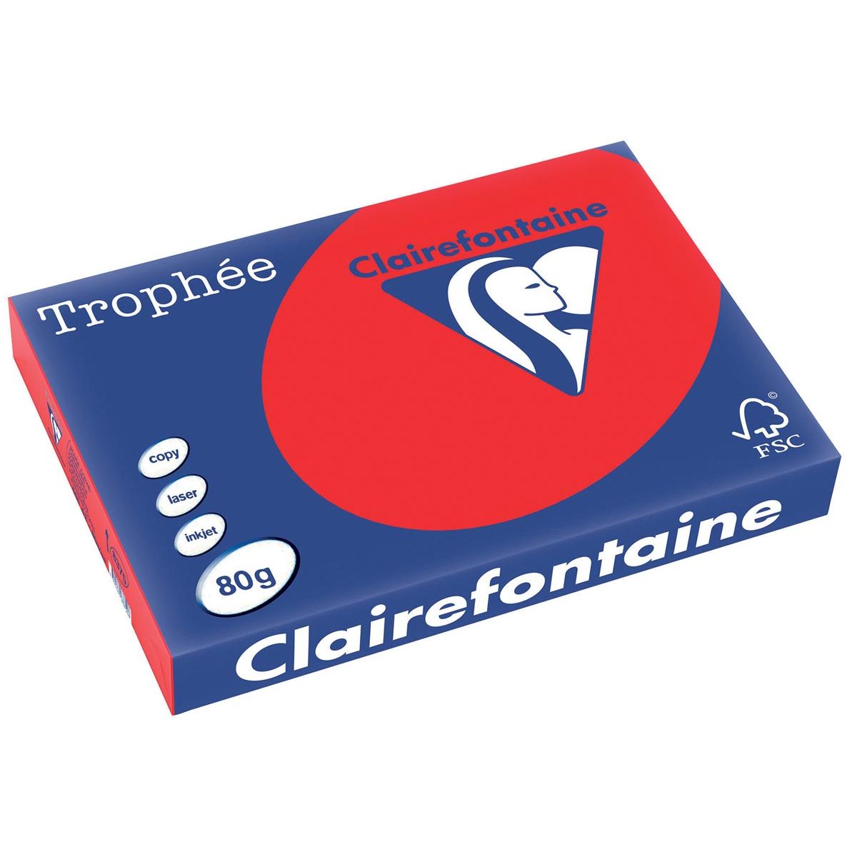 Clairefontaine -  Trophée Intens, gekleurd papier, A3, 80 g, 500 vel, koraalrood
