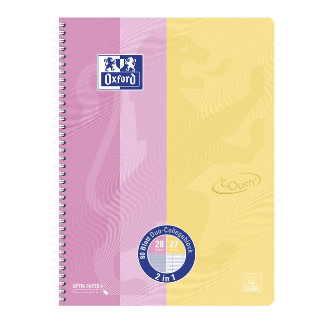 Oxford -  Collegeblok  touch duo a4+lijn/ruit 5mm 160 | 10 stuks