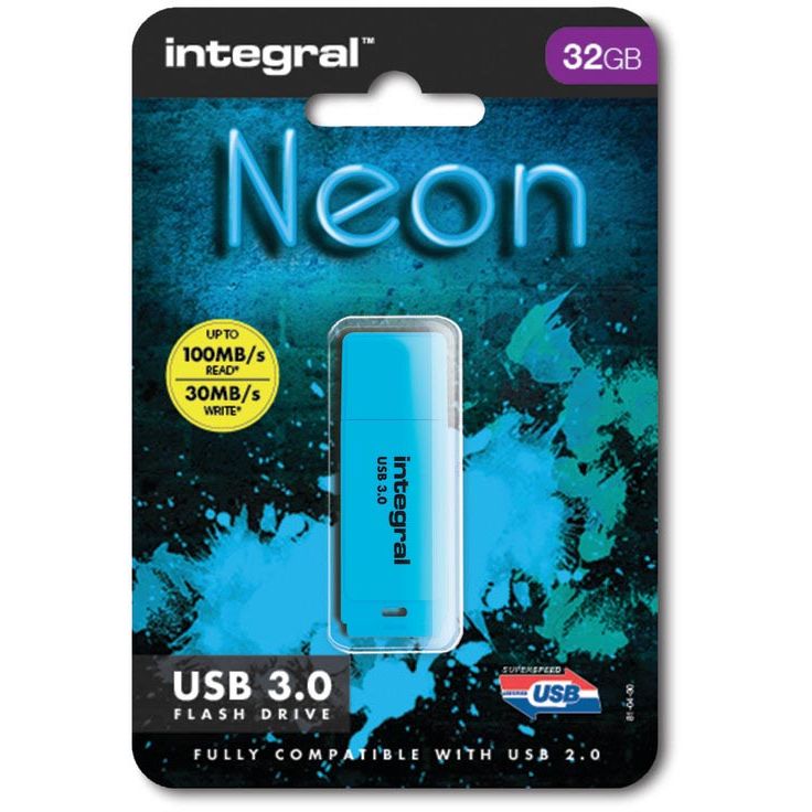 Integral - Neon USB 3.0 stick, 32 GB, blue