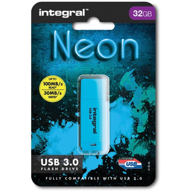 Integral - Neon USB 3.0 stick, 32 GB, blue