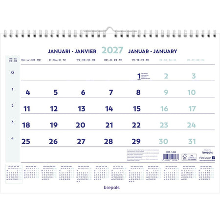 Brepols - 1-Month Calendar 2026 43x31.5cm