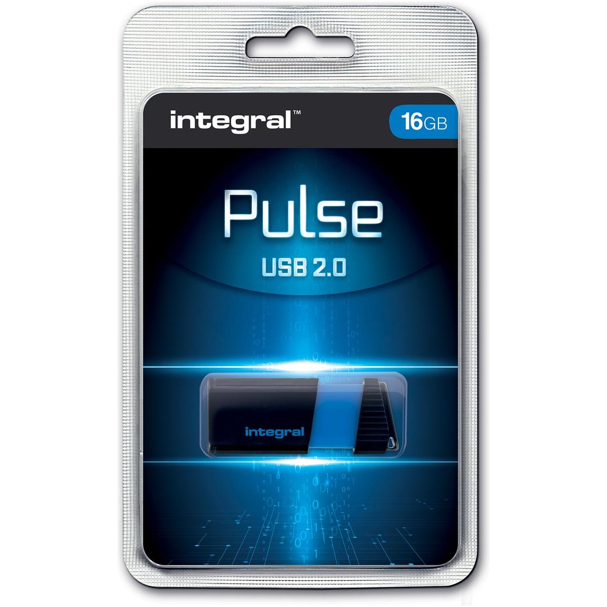 Integral - Pulse USB 2.0 stick, 16 GB, zwart/blauw