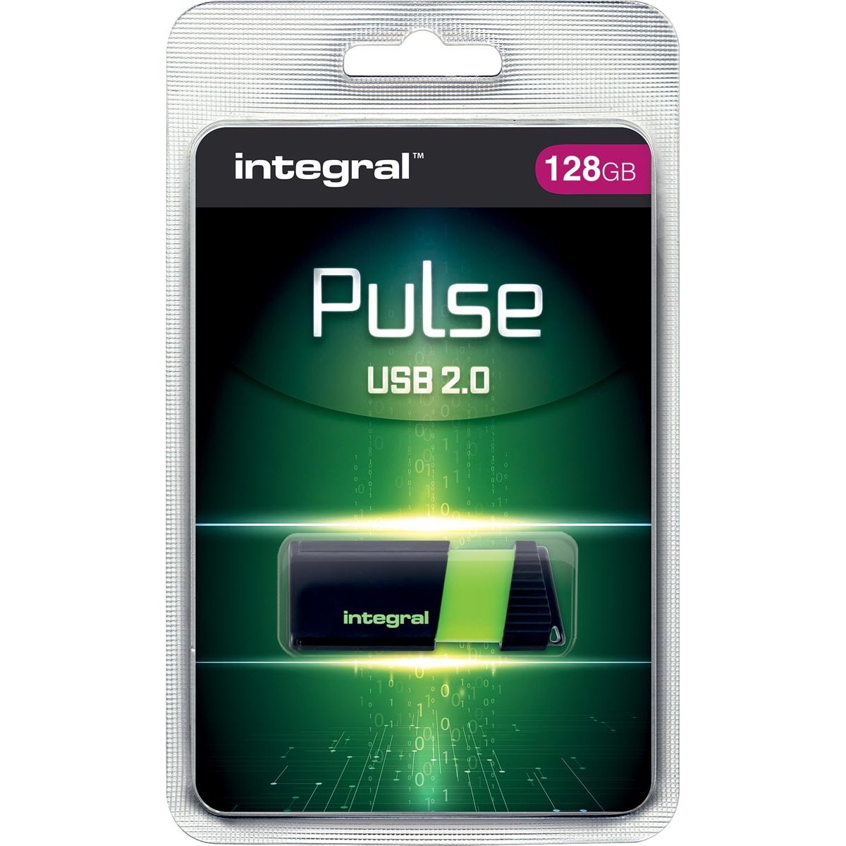 Integral - Puls USB 2.0 Stick, 128 GB, Schwarz/Gelb