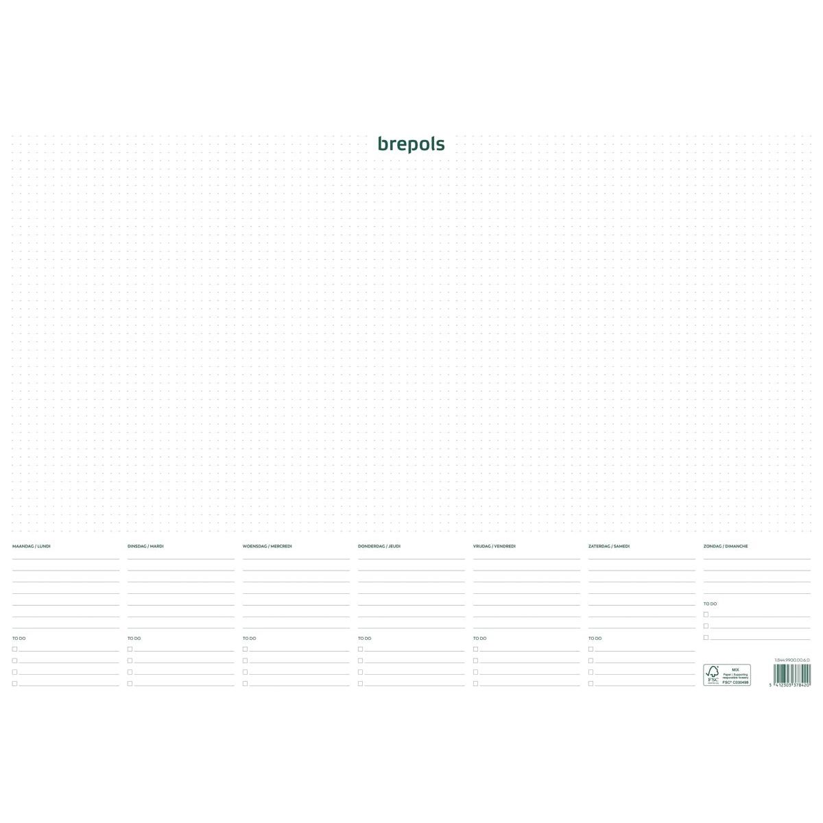 Brepols - Brepols schrijfonderlegger met weekkalender, ongedateerd