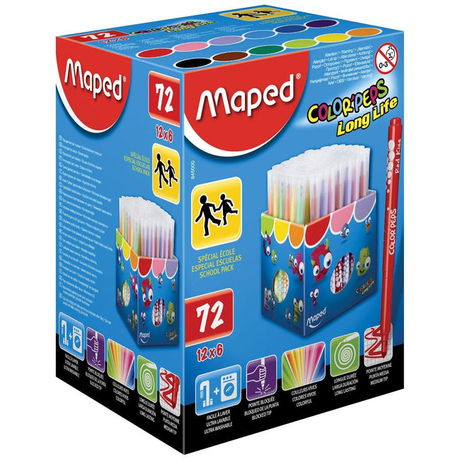 Maped - Rotulador Color'Peps 72 rotuladores en caja de cartón (paquete de clase)