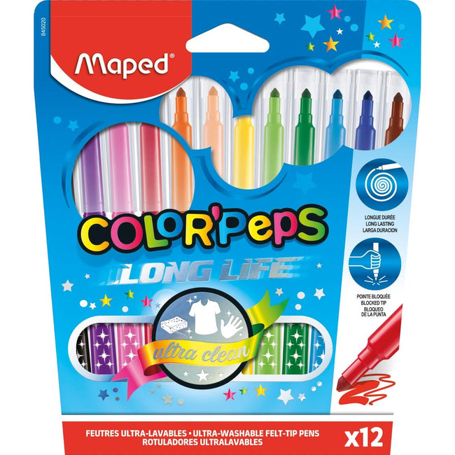 Maped - Rotulador Color'Peps 12 rotuladores en estuche de cartón