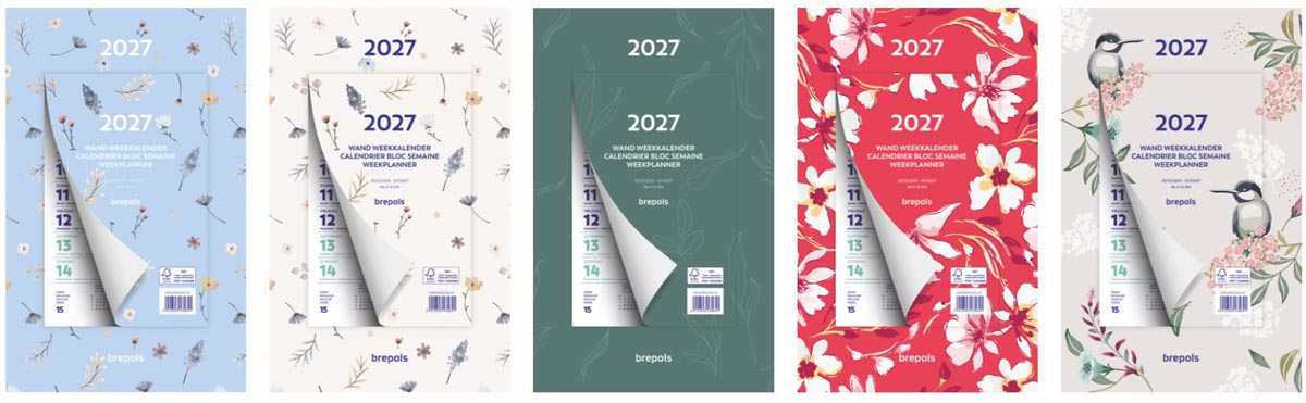 Brepols - Weekly calendar 2026 190x130 7 days/1 page assorted