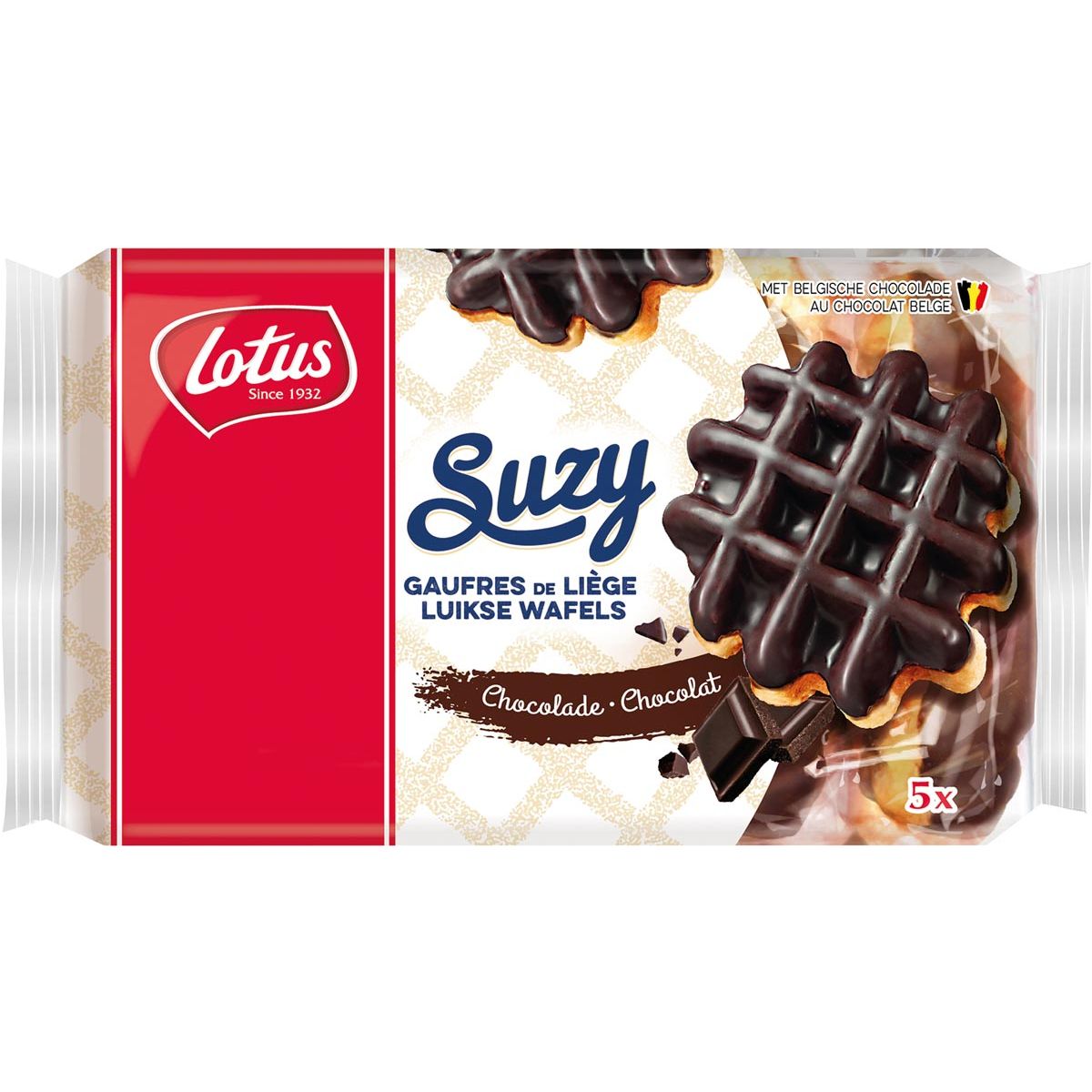 Lotus - Lotus Suzy luikse wafel met chocolade, 57,6 g, pak van 5 stuks