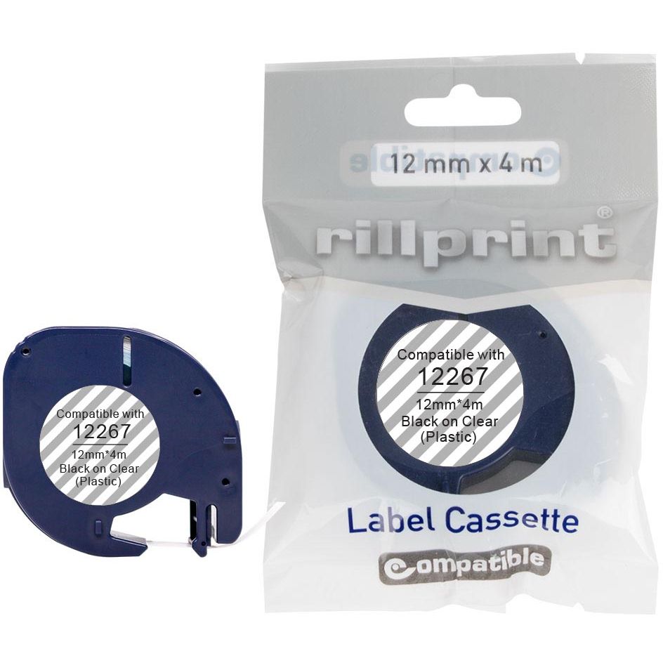 Rillprint - Kompatibler LetraTAG e für 12267, 12 mm, Kunststoff, transparent