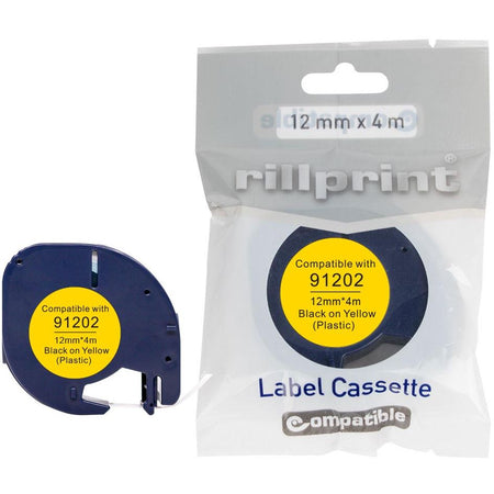 Rillprint - compatible LetraTAG e para 91202, 12 mm, plástico, amarillo