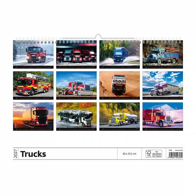 Helma 365 -  Kalender 2027  31.5x45cm vrachtwagen