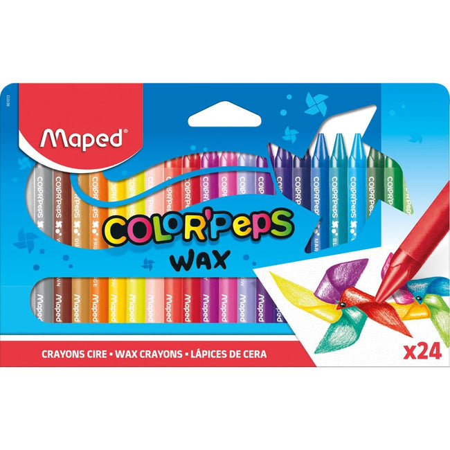 Maped - waskrijt Color'Peps Wax, doos van 24 stuks in geassorteerde kleuren