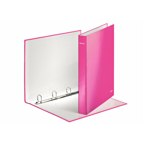Leitz - Raccoglitore ad anelli WOW A4 maxi a 4 anelli con meccanismo a D 25 mm rosa