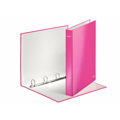 Leitz - Raccoglitore ad anelli WOW A4 maxi a 4 anelli con meccanismo a D 25 mm rosa