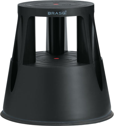 Brasq - Sgabello a rotelle comfort, in plastica, nero