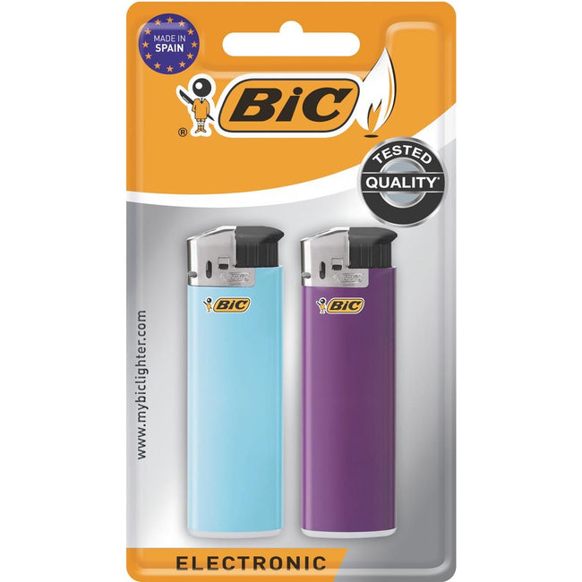 Bic - Maxi electronic lighter, assorted colors, blister of 2 pieces