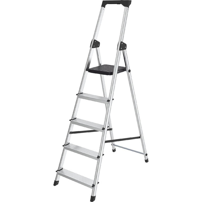 Brasq - Trittleiter SL500, Aluminium, Silber, 5 Stufen