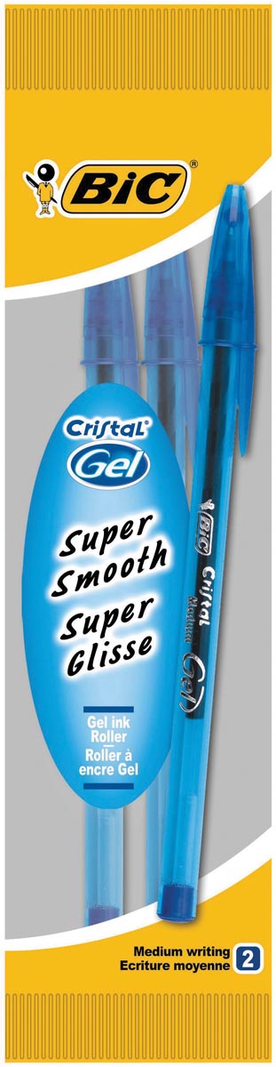 BIC - Roller Cristal Gel Blau, Blasen mit 2 Teilen