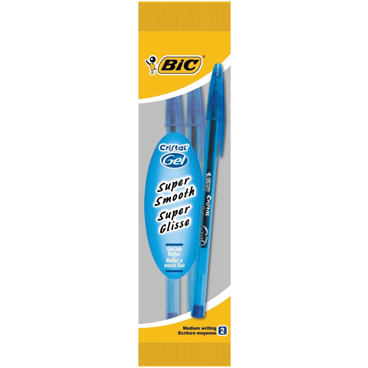 Bic - roller Cristal Gel blauw, blister met 2 stuks