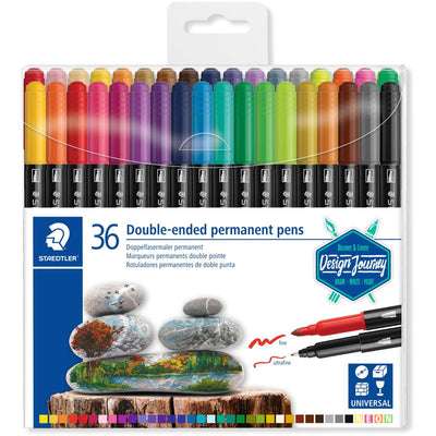 Staedtler -  permanent marker,dubbele punt, etui van 36 stuks, assorti