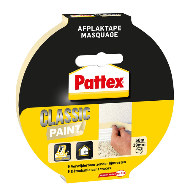 Pattex -  Afplake  classic 19mmx50m creme | 12 stuks