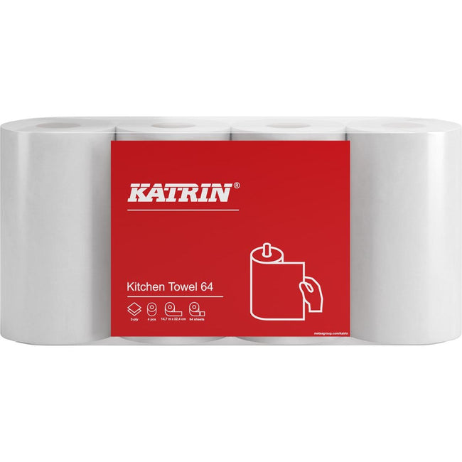 Katrin - papier essuie-tout, 2 épaisseurs, 64 feuilles par rouleau, paquet de 4 rouleaux