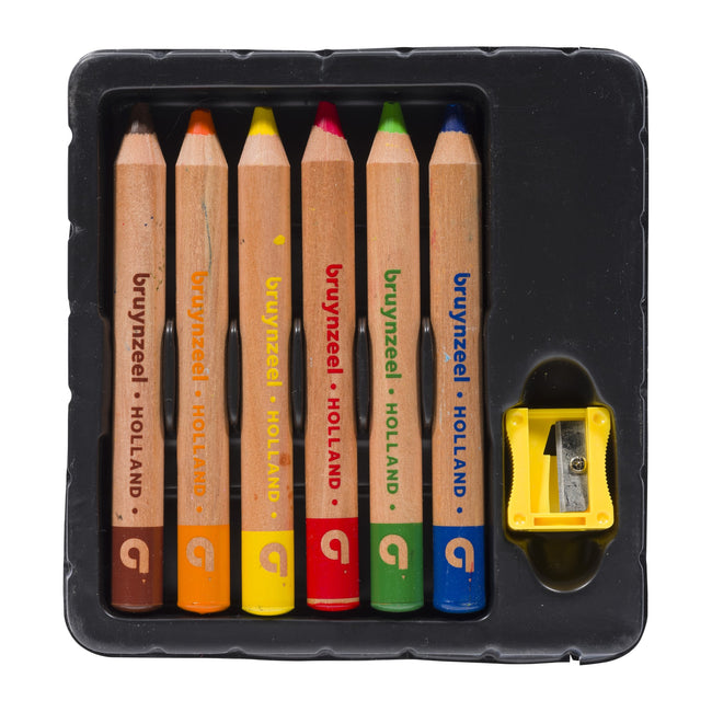 Bruynzeel -  Kleurpotlood  kids met slijper 6st ass | 6 stuks