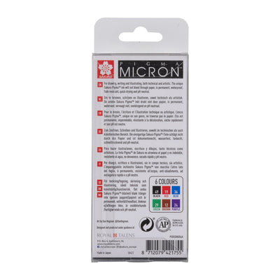 Sakura -  Fineliner pigma micron 05 basic 6 kleuren | 6 stuks