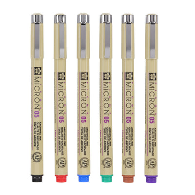 Sakura -  Fineliner pigma micron 05 basic 6 kleuren | 6 stuks