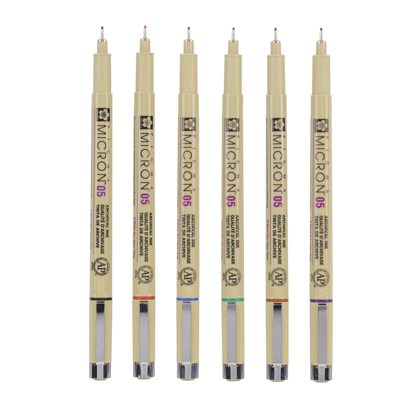 Sakura -  Fineliner pigma micron 05 basic 6 kleuren | 6 stuks
