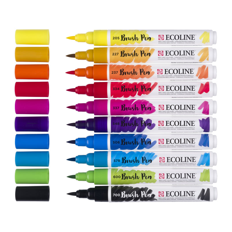 Talens Ecoline -  Brushpen ecoline set 10 stuks primair