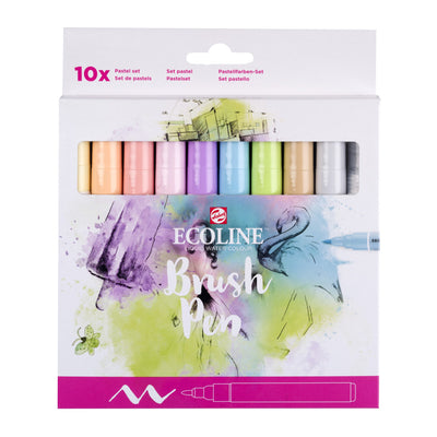 Talens Ecoline -  Brushpen ecoline set 10 stuks pastel | 3 stuks