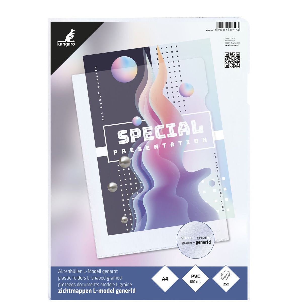 Kangaro -  Insteekmap l model  a4 0.18mm pvc tr 25st | 4 stuks