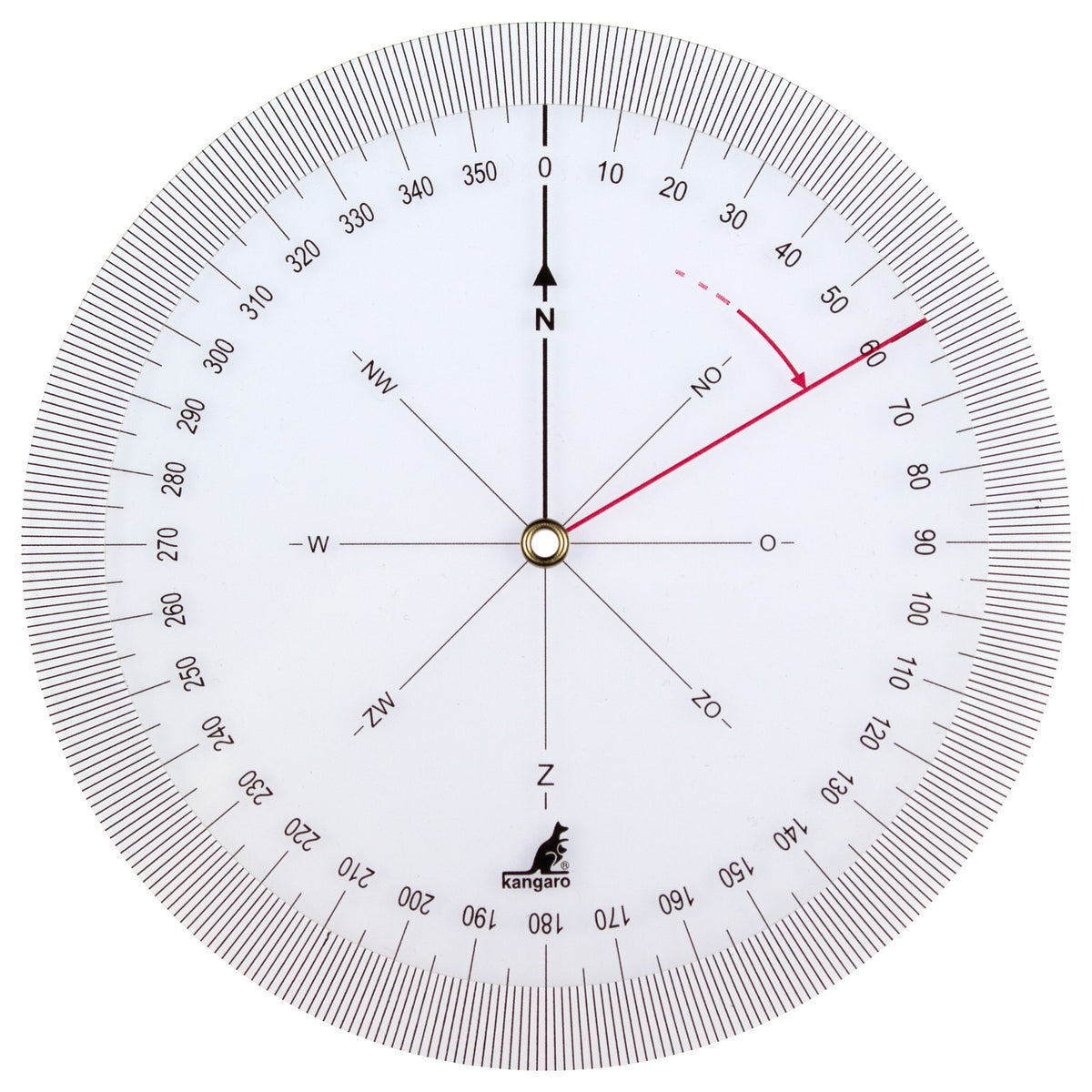 Kangaro -  Koershoekmeter  kunststof 126mm transparant | 10 stuks