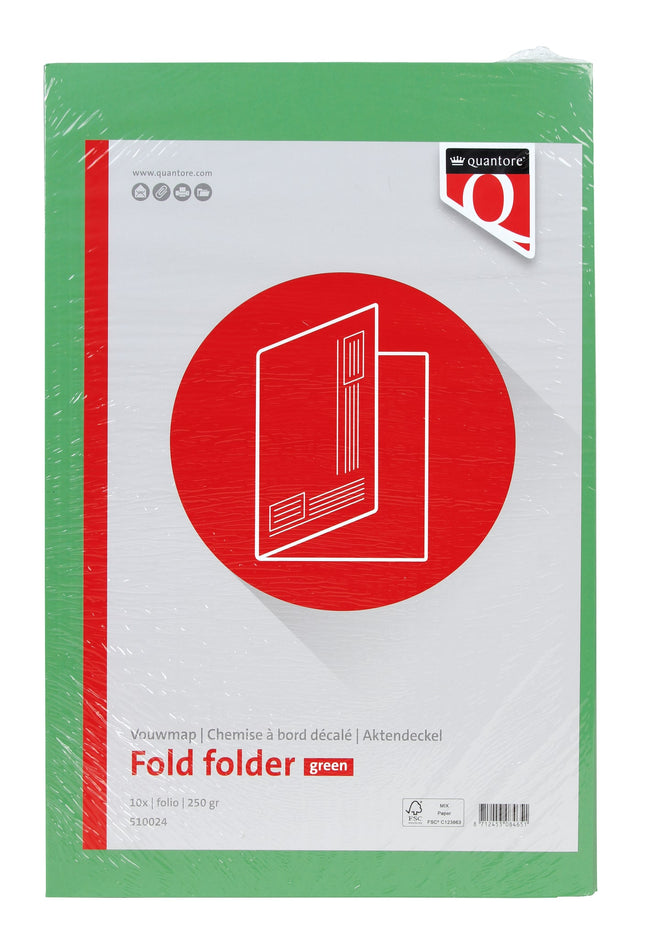 Quantore -  Vouwmap fo ongelijke zijde 320gr groen