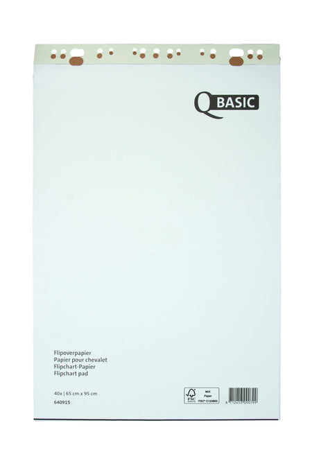Qbasic -  Flipoverpap 65x95cm blanco/ruit 74gr | 5 stuks
