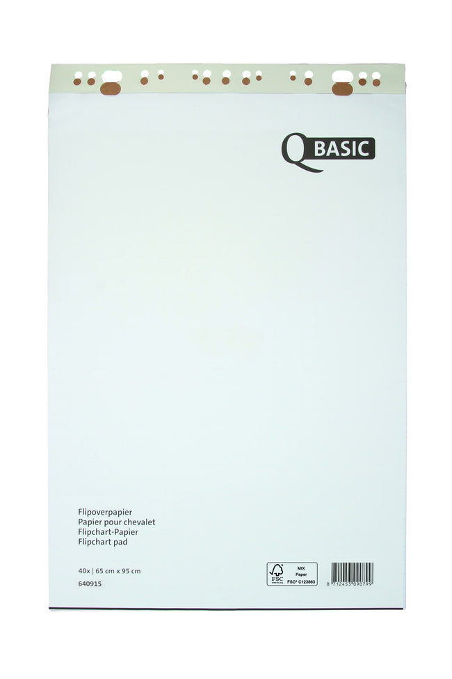Qbasic -  Flipoverpap 65x95cm blanco/ruit 74gr | 5 stuks