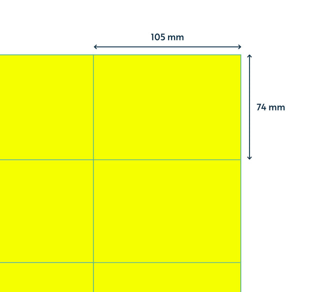 Rillprint -  Etiket 105x74mm fluor geel 800st