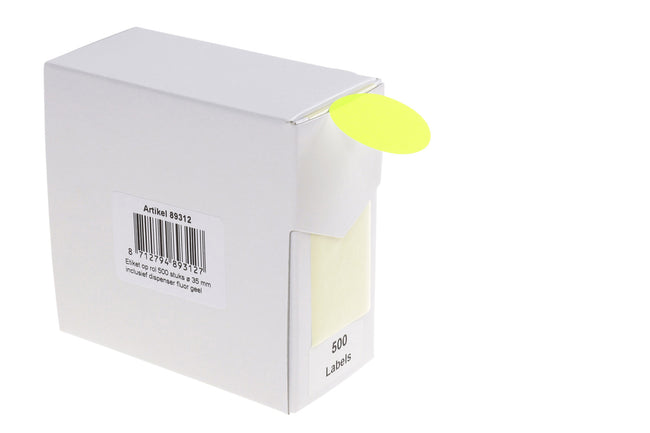 Rillprint -  Etiket 35mm op rol fluor geel 500st