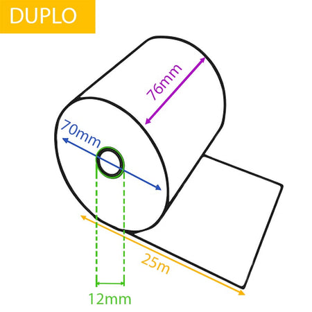 Klika -  Kassarol duplo, breedte 76 mm, diameter +/- 70 mm, asgat 12 mm, lengte 25 m, wit-geel