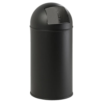 Eko - waste bin with push lid 40 l, matt stainless steel, black