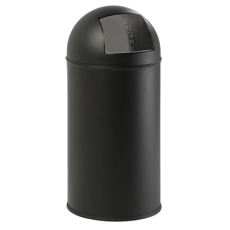 Eko - waste bin with push lid 40 l, matt stainless steel, black
