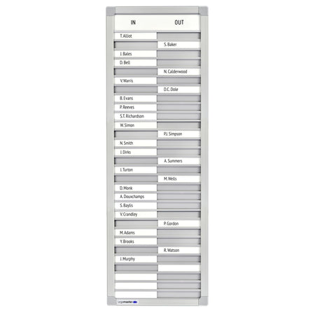 Legamaster -  Aan afwezigheidsbord  770x260mm 30 namen