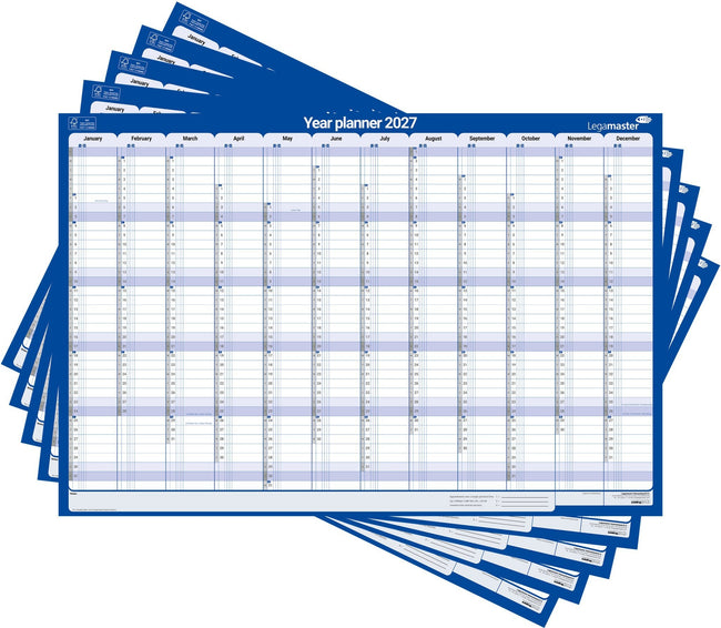 Legamaster -  Jaarplanner 2027 lm 1 persoon 90x60cm horizontaal | 5 stuks